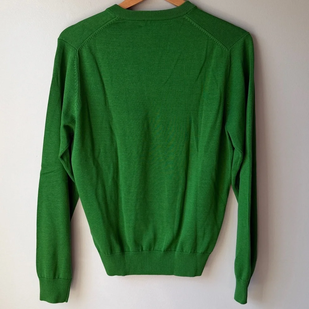 Brooks Brothers Green Cotton Silk blend V neck Sweater Mens S top pullover